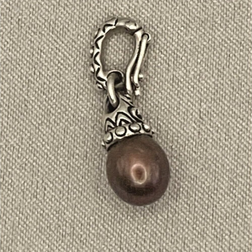 Barbara Bixby Charm Chocolate Pearl Enhancer Sterling Silver 925 Pendant Drop - Picture 5 of 8